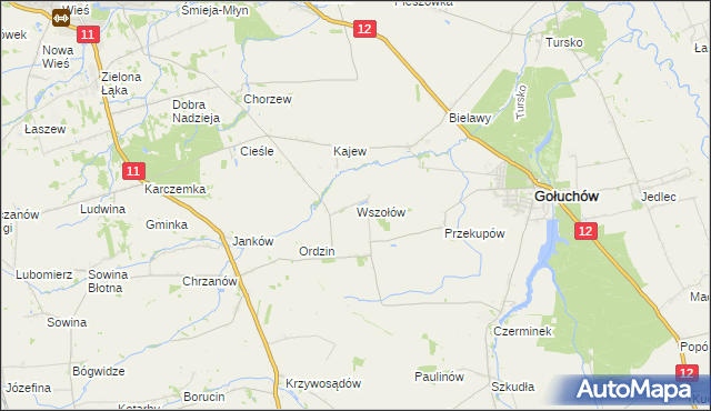 mapa Wszołów, Wszołów na mapie Targeo