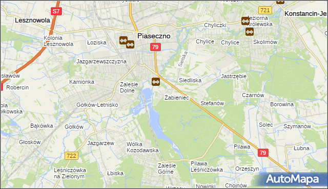 mapa Żabieniec gmina Piaseczno, Żabieniec gmina Piaseczno na mapie Targeo