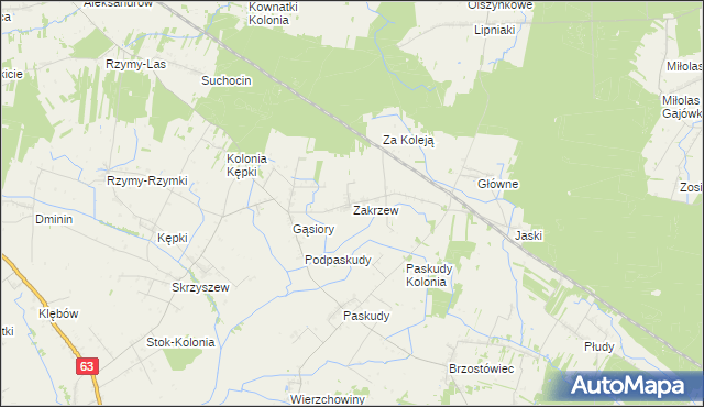 mapa Zakrzew gmina Ulan-Majorat, Zakrzew gmina Ulan-Majorat na mapie Targeo