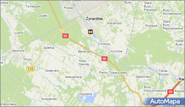 mapa Zazdrość gmina Radziejowice, Zazdrość gmina Radziejowice na mapie Targeo