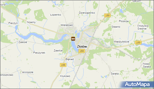 mapa Złotów, Złotów na mapie Targeo