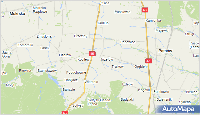 mapa Józefów gmina Pątnów, Józefów gmina Pątnów na mapie Targeo