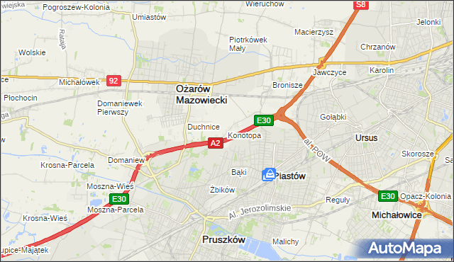 mapa Konotopa gmina Ożarów Mazowiecki, Konotopa gmina Ożarów Mazowiecki na mapie Targeo