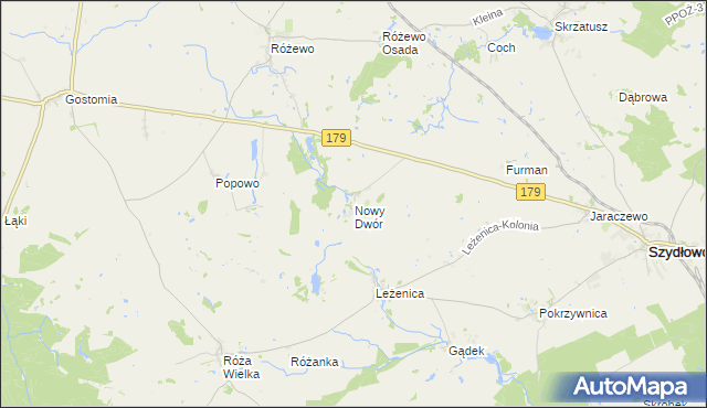 mapa Nowy Dwór gmina Szydłowo, Nowy Dwór gmina Szydłowo na mapie Targeo