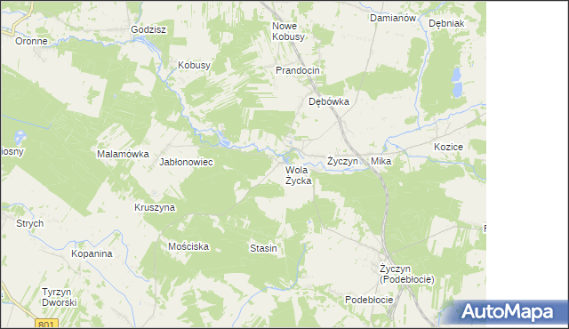 mapa Wola Życka, Wola Życka na mapie Targeo