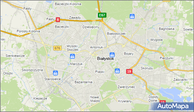 mapa Białegostoku, Białystok na mapie Targeo