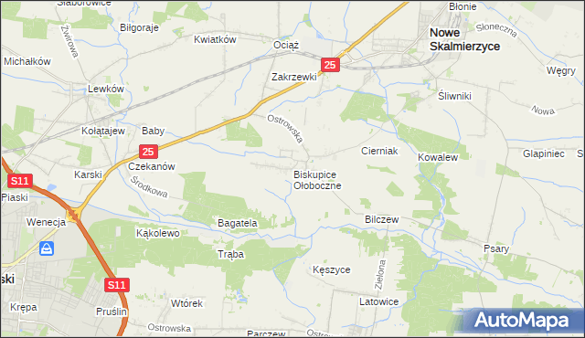 mapa Biskupice Ołoboczne, Biskupice Ołoboczne na mapie Targeo