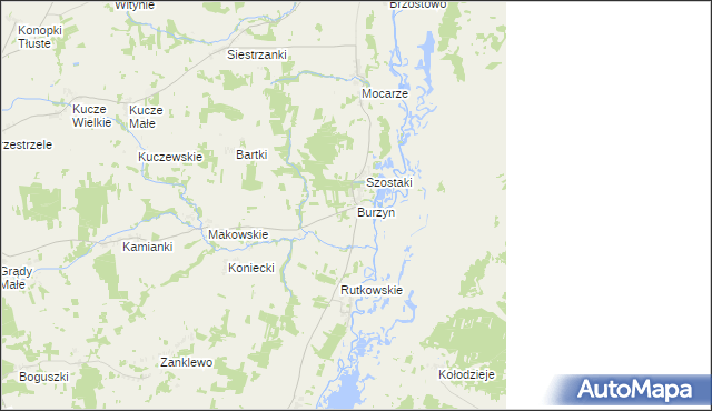 mapa Burzyn gmina Jedwabne, Burzyn gmina Jedwabne na mapie Targeo