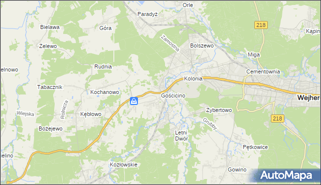 mapa Gościcino, Gościcino na mapie Targeo