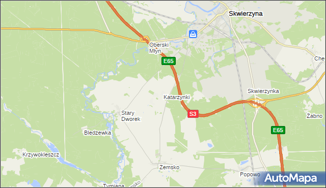 mapa Katarzynki gmina Bledzew, Katarzynki gmina Bledzew na mapie Targeo