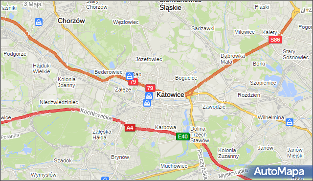 mapa Katowic, Katowice na mapie Targeo