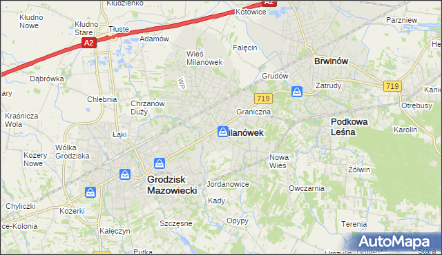 mapa Milanówek, Milanówek na mapie Targeo