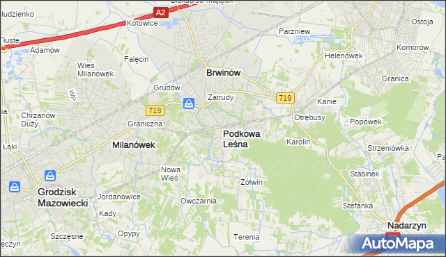 mapa Podkowa Leśna, Podkowa Leśna na mapie Targeo