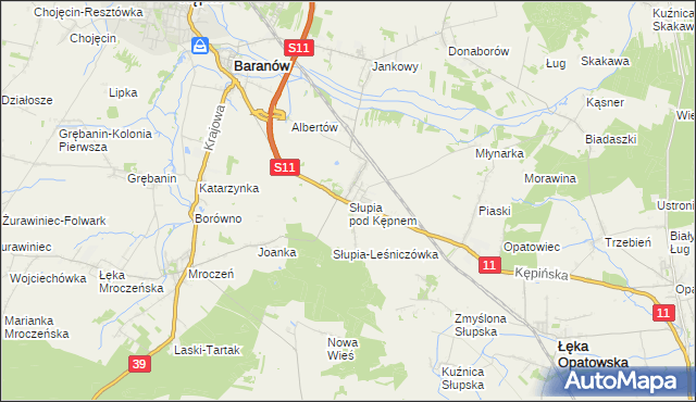 mapa Słupia pod Kępnem, Słupia pod Kępnem na mapie Targeo