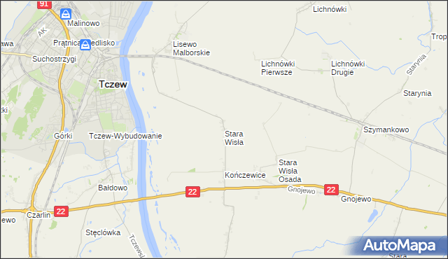 mapa Stara Wisła, Stara Wisła na mapie Targeo