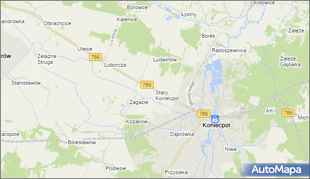 mapa Stary Koniecpol, Stary Koniecpol na mapie Targeo