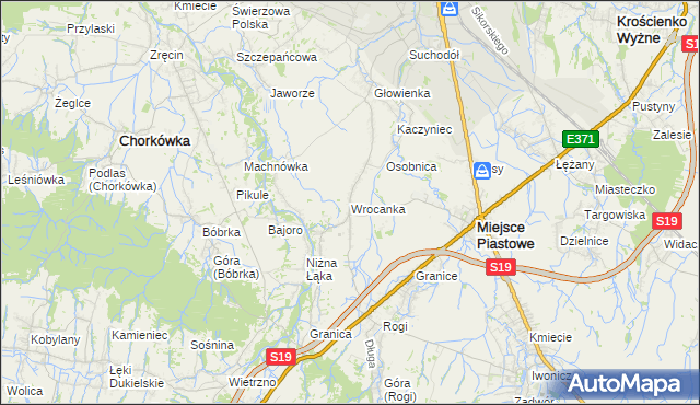mapa Wrocanka gmina Miejsce Piastowe, Wrocanka gmina Miejsce Piastowe na mapie Targeo