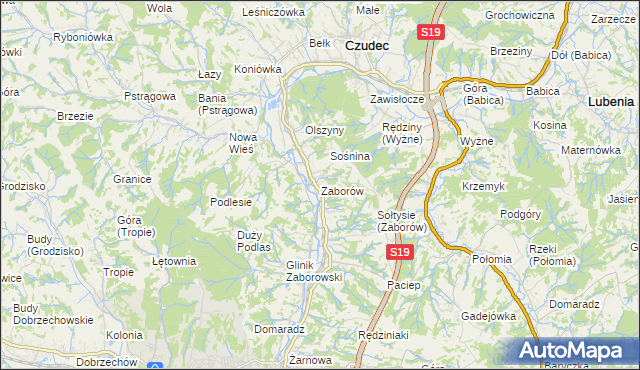 mapa Zaborów gmina Czudec, Zaborów gmina Czudec na mapie Targeo