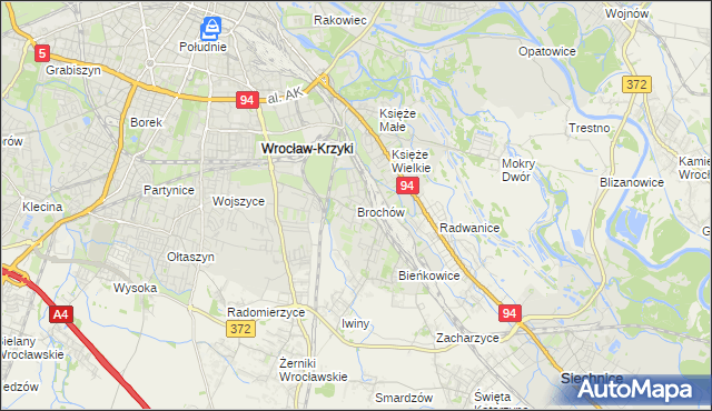 mapa Brochów gmina Wrocław, Brochów gmina Wrocław na mapie Targeo