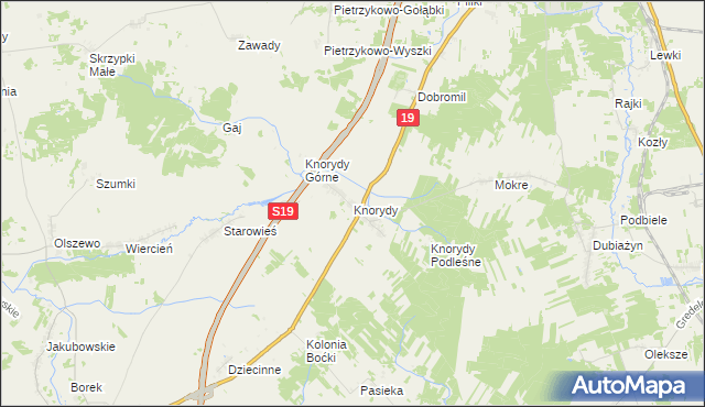 mapa Knorydy, Knorydy na mapie Targeo