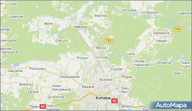 mapa Kornica, Kornica na mapie Targeo