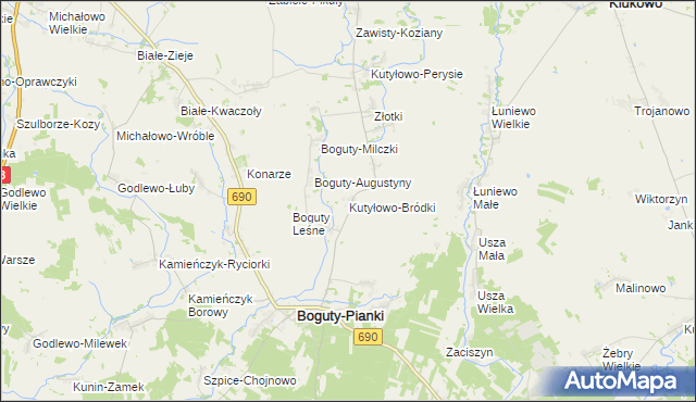 mapa Kutyłowo-Bródki, Kutyłowo-Bródki na mapie Targeo