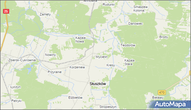 mapa Mycielin powiat kaliski, Mycielin powiat kaliski na mapie Targeo