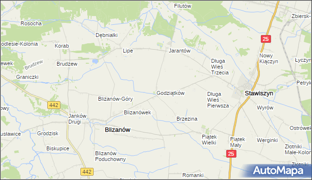 mapa Godziątków, Godziątków na mapie Targeo