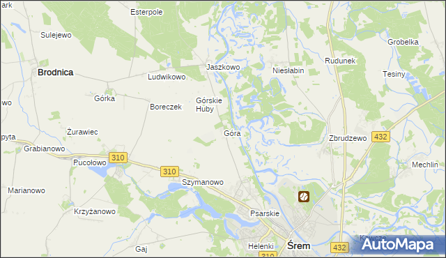 mapa Góra gmina Śrem, Góra gmina Śrem na mapie Targeo