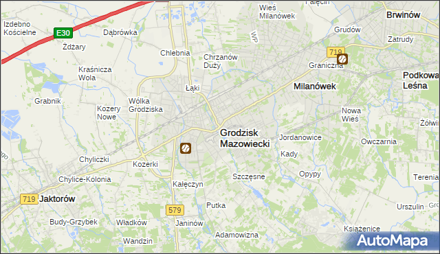 mapa Grodzisk Mazowiecki, Grodzisk Mazowiecki na mapie Targeo