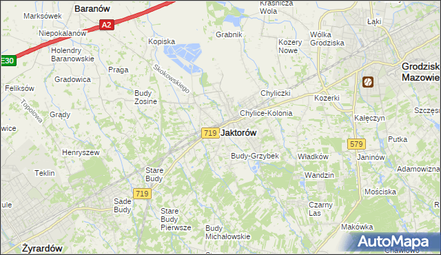 mapa Jaktorów, Jaktorów na mapie Targeo