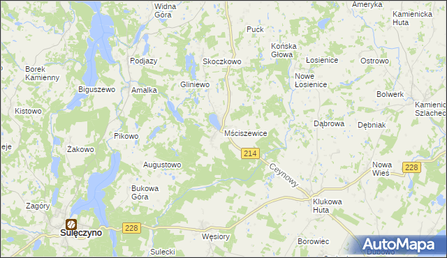 mapa Mściszewice, Mściszewice na mapie Targeo