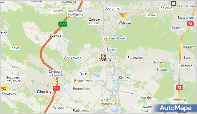 mapa Nowiny gmina Sitkówka-Nowiny, Nowiny gmina Sitkówka-Nowiny na mapie Targeo