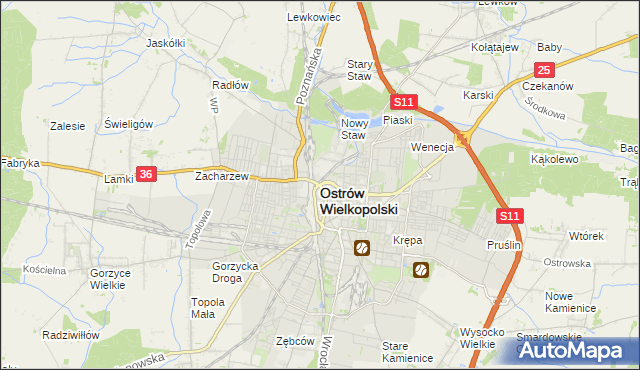 mapa Ostrów Wielkopolski, Ostrów Wielkopolski na mapie Targeo