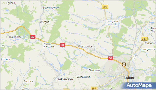 mapa Pisarzowice gmina Lubań, Pisarzowice gmina Lubań na mapie Targeo