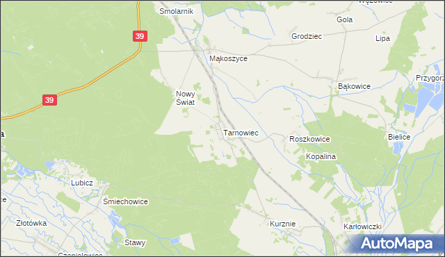 mapa Tarnowiec gmina Lubsza, Tarnowiec gmina Lubsza na mapie Targeo