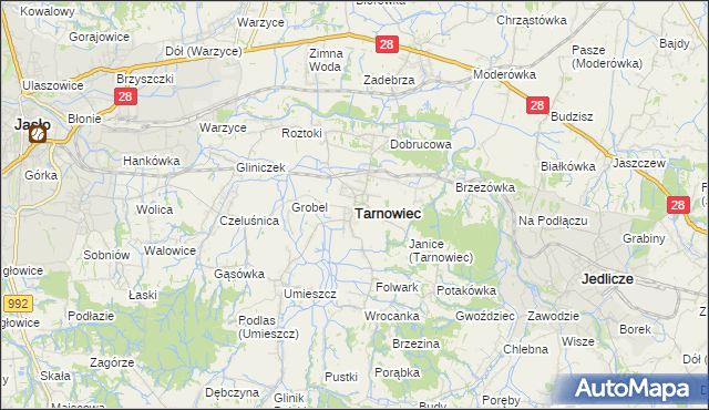 mapa Tarnowiec powiat jasielski, Tarnowiec powiat jasielski na mapie Targeo