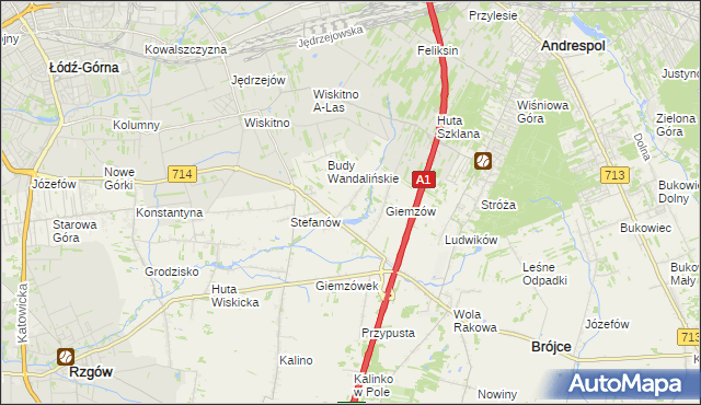 mapa Wandalin gmina Brójce, Wandalin gmina Brójce na mapie Targeo