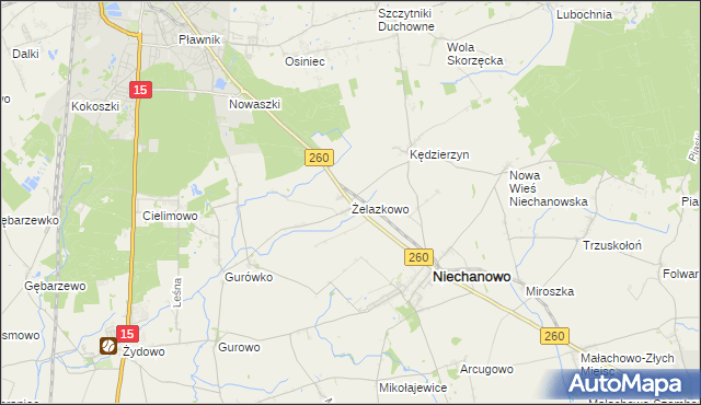 mapa Żelazkowo gmina Niechanowo, Żelazkowo gmina Niechanowo na mapie Targeo