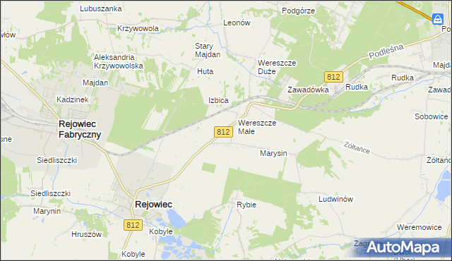 mapa Adamów gmina Rejowiec, Adamów gmina Rejowiec na mapie Targeo