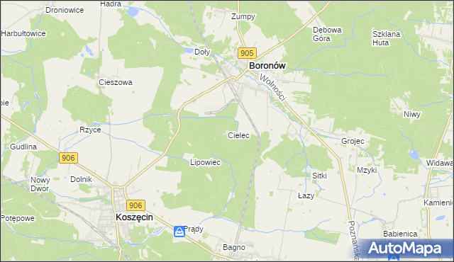 mapa Cielec, Cielec na mapie Targeo