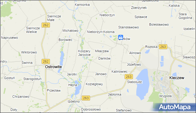 mapa Danków gmina Kleczew, Danków gmina Kleczew na mapie Targeo