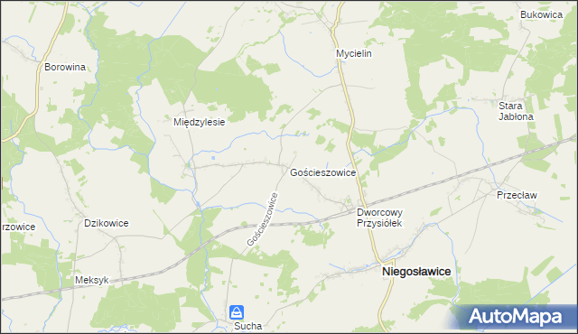 mapa Gościeszowice, Gościeszowice na mapie Targeo