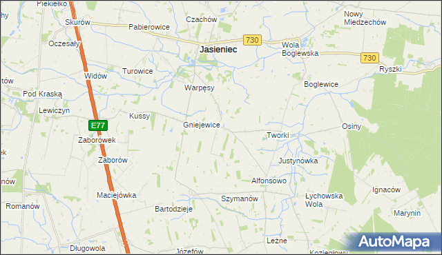 mapa Gośniewice gmina Jasieniec, Gośniewice gmina Jasieniec na mapie Targeo