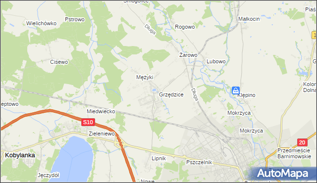 mapa Grzędzice, Grzędzice na mapie Targeo