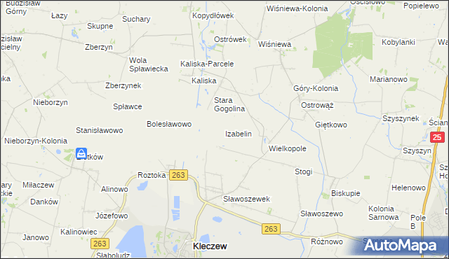 mapa Izabelin gmina Kleczew, Izabelin gmina Kleczew na mapie Targeo