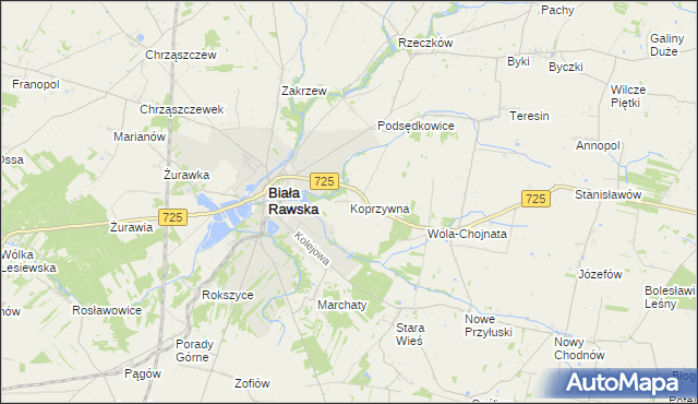 mapa Koprzywna, Koprzywna na mapie Targeo