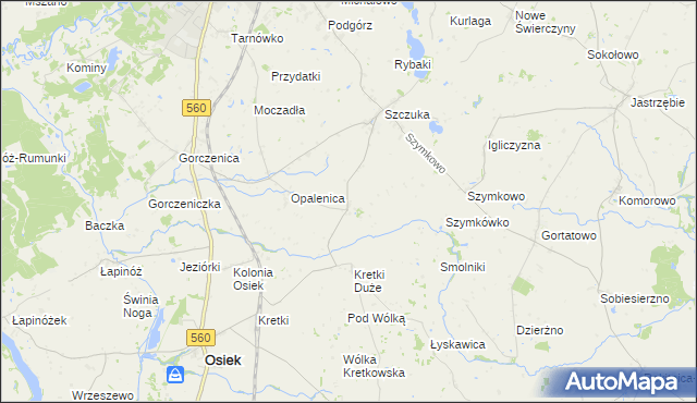 mapa Kozi Róg gmina Brodnica, Kozi Róg gmina Brodnica na mapie Targeo