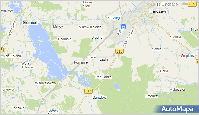 mapa Laski gmina Parczew, Laski gmina Parczew na mapie Targeo