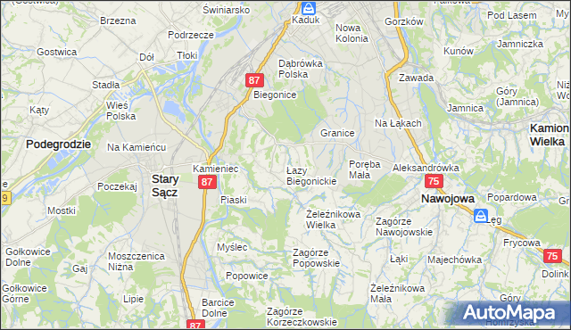 mapa Łazy Biegonickie, Łazy Biegonickie na mapie Targeo